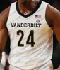 Jerseys college basket bär 2020 Vanderbilt Commodores #1 Dylan Disu 3 Maxwell Evans 4 Kenyon Martin Jr. 15 Clevon Brown White Black Men Youth Kid Retro Jersey