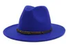 14 colores High-Q de ala ancha de fieltro de lana Jazz Fedora sombreros para hombres y mujeres británico clásico Trilby fiesta Formal Panamá gorras flexibles