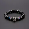 CRWON Magnetic Hematite Pulseira Strand Antiga Prata Rainha Coroa Braceletes Preto Beads Para Homens Mulheres Moda Jóias