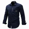 Designer Men's Shirts Spring Lapel Long Sleeves Zip Pocket Decoration Shirt Men's Casual Solid Color Tees