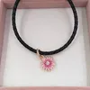 Andy Jewel 925 Sterling zilveren kralen Roze Daisy Flower Dange Charm Charms Past European Pandora Style Jewelry armbanden ketting 788771C01