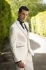 Marka Yeni Fildişi Damat Smokin Çentik Yaka Groomsmen Erkek Gelinlik Popüler Adam Ceket Blazer 3 Parça Takım Elbise (Ceket + Pantolon + Yelek + Kravat) 1041