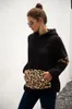 Frauen Patchwork Pullover Langarm Reißverschluss Sherpa Leopard Sweatshirt Soft-Fleece mit Kapuze Outwear mit Taschen Tops Hoodiemantel LJJA3149