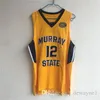 Murray State Racers 12 Ja Morant Jersey Temetrius Jamel College Koszykówka Nosi Koszula Uniwersytet Żółty Blue White Ovc Ohio Valley NCAA