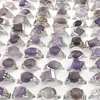 Natural Amethyst Stone Rings Gemstone Jewelry Women's Ring Bague 50pcs Valentine's Day Gift235l