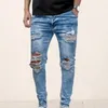 Męskie Zgrane dżinsy dla mężczyzn Casual Czarny Blue Skinny Slim Fit Dżins Spodnie Rowerzysta Dżinsy Hip Hop z Sexy Holel Denim Spodnie