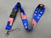 2 styles TRUMP U.S.A Removable Flag of the United States Key Chains Badge Pendant Party Gift moble phone lanyard