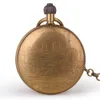 Orologi da tasca Orologio vintage retrò in rame da uomo in lega londinese meccanico con catena in metallo Steampunk romano1