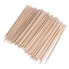 100st/Lot Orange trä Stick Nuticle Pusher Remover Nail Care for Manicure Pedicure Salon Art Tools