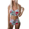 Seksowne Bikini Kobiety Summer Swimsuit Brazylijski Wysoki Waist Bikini Push Up Girls Floral Print Swim Suit Maillot de Bain Femme