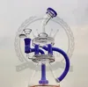 Glass Bong Heady Hookah Water Pipe Recycler Dab Rig Honeycomb och Inline Perc Pink Purple