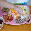 5pcs/مجموعات طفل من الألياف الخيزران صفيحة الأطفال أدوات المائدة الطبق وعاء شوكة ملعقة كوب تغذية الأدوات المائدة مجموعة سلامة لطيفة للأطفال