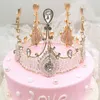 Nova chegada bolo toppers decorações retro coroa de cristal em forma de meninas princesa bolo de aniversário ferramentas cozidas sobremesas favores