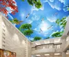 カスタム絵画美しい青い空と白の雲の壁壁画モダンなデザイン3 dリビングルームの寝室の天井壁紙Papel de Parede