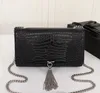 Women purse luxury designer handbag kate bags crocodile pattern real leather chain shoulder bag high quality tassel bag 24cm