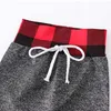 2Pcs Baby Boys Clothes Set Autumn Red Plaid Newborn Infant Outfit Cotton Hooded Top Pants Casual Toddler Kids Clothing Suit