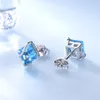 Umcho Pure 925 Sterling Silver Jewelry Set Natural Swiss Blue Topaz Stud Earrings Pendant For Women Jewelry Necklace With Chain