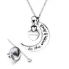 Wholesale-uxury unique designer titanium steel engraved lovely cute moon love heart pendant necklace with pest urn holder 50cm