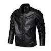 Autumn High Quality PU Pure Color Male Foreign Trade Locomotive Leather Fashion Leather Coats Men's Skinny Fit Motorcycle Jacket