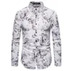 Men Dress Shirts Spring Nightclub Fashion Men Gilt Printed Stretch Long-sleeve Shirt1