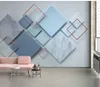 Passen Sie jede Größe 3D minimalistische geometrische quadratische Marmormosaik TV-Tapete Wohnzimmer Schlafzimmer Hintergrund Wanddekoration Wandbild Tapete an