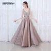 BEPEITHY V-ausschnitt Perlen Mieder Open Back EINE Lange Abendkleid Party Elegante Vestido De Festa Schnelle Lieferung Prom Kleider