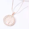 Tree of Life Crystal Round Small Pendant Necklace Gold Silver Rose Colors Elegant Women Jewelry Gifts