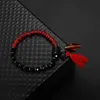 Hot Style Luxury Natural Stone Rosa Pärlor Strands Armband Womens Handgjorda Fine Love Charm Red Tassel Armband