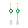 green stone drop earrings