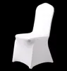 20.50.100pcs Stretch Chair Cover Elastic Universal White Spandex Bröllopsstolskydd för bröllop Party Bankett Hotel Polyester Fabric