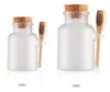 abs丸い浴槽塩のボトル100g 200gの粉のプラスチック容器木材スプーンの包装瓶100pcs /ロットSN77