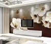 3d Wallpape European Nostalgic White Flowers, Colorful Butterflies Living Room Bedroom Background Wall Decoration Mural Wallpaper