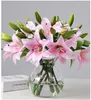 Fake Flower Bouquet Supply Simulation Lily for Lady Gift Artificial Large Lily Romantic Flower Lily Branch for Home Shop Decoration GB140
