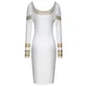 Fashion-New Arrival Kobiety Sexy Czarny / Biały Drukuj Dress Slim Sukienka Lady Backless Spódnica Ołówek Dress JJD2157