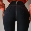 Vaqueros ajustados de cintura alta para mujer con cremallera en la espalda nuevos pantalones vaqueros negros Push Up Vintage para mujer pantalones vaqueros de Fitness de calidad