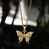 Iced Out Naszyjnik Złoty Srebrny Butterfly Naszyjnik Mężczyzna Kobiet Moda Biżuteria Hip Hop