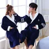 Herfst Winter Warme Nachtkleding Liefhebbers Coral Fleece Robe Vrouwen Mannen Thicken Bathrobe Lounge Nachthemd Huis Kleding M L XL XXL1