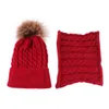 Ensemble de bonnets et écharpe pour bébé fille, couleur unie, boule en peluche, casquette chaude d'hiver pour garçon et nouveau-né