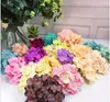 50pcs / mouchoir hortensia fleur artificielle à la main en soie rose tête de fleur décoration de mariage fleur mur 16 cm tête d'hortensia en gros