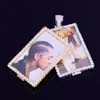 Nieuwe Custom Made Photo Squar Medaillons Ketting Hanger Met Touw Ketting Goud Zilver Kleur Kubieke Zirkoon Mannen Hip Hop sieraden