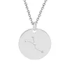 Stainless Steel 12 Constell Necklace Crystal horoscope Coin Necklaces Pendants women men Fashion Jewelry Will and Sandy