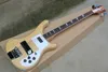 4 Strings Neck-thru-Body Original Electric Bass Guitar with Body Binding White Pickguard Chrome Hardware Can be customized