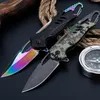 Outdoor Knife Camping Folding Blade Pocket Knife with Clip Multifunctional EDC Utility KeyChain Knives Camo Colorful