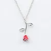 Partihandel-trendig ros blomma hänge halsband för kvinnor flicka röd ros blomma charm uttalande halsband fest smycken valentins dag gåva