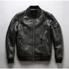 Stand collar 2 colours AVIREXFLY Men leather jackets bomber jackets with Sheep shearing fur Flocking sheepskin genuine leather