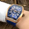 Nouveau Saratoge Yachting Boîtier en or rose V45 SC DT YACHTING 5N Cadran bleu Montre automatique pour homme Bracelet en cuir bleu Montres Hello_Watch 6 couleurs