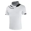 Mens Designer t shirts 2020 New Solid Heap Collar Shirt PU Splicing Mens Fashion 100% cotton T-shirts Summer Short Sleeve Tee Tshirt Tops