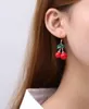 Dangle Chandelier Cherry earrings Lovely Red Fruit Ear Stud Crystal Rhinestone Fashion Charm Earring