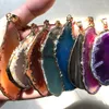 Natural Stone Pendant Necklace Onyx Charms Pendants Multicolor Slice Irregular Natural Agat Crystal Stone Quartz Pendant DIY Fit Necklaces