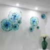 Flower Murano Glass Wall Lamps for Bedroom Study Living Balcony Room Home Deco in Bllue Yellow Body Sconce LED Lights Fixtures